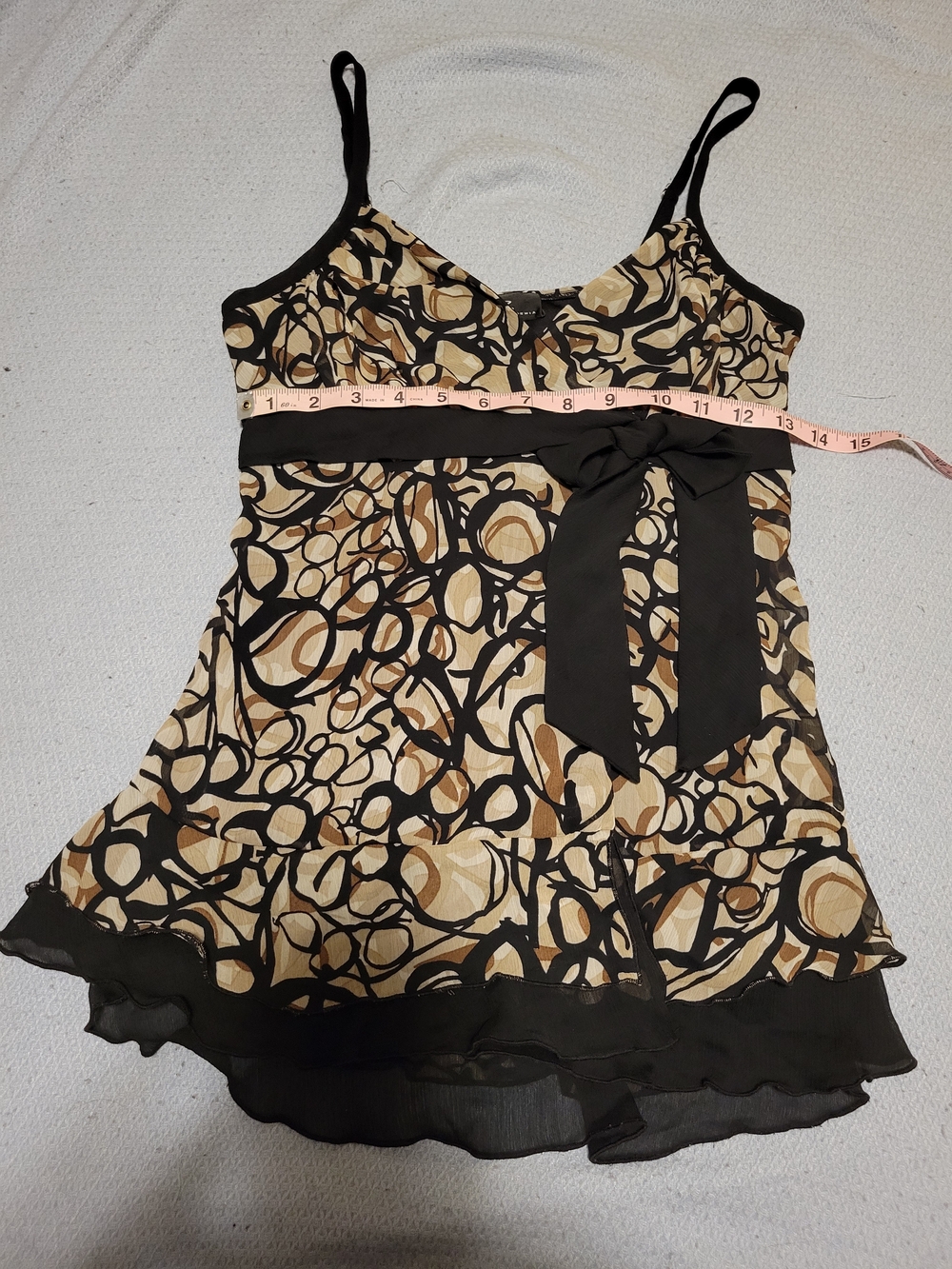 Byer California Beige/Brown/Black Abstract Print Flowy Top - Picture 3 of 9